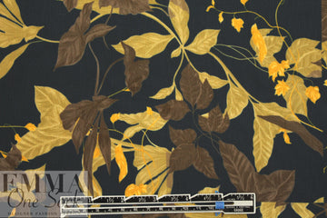 French digital earthtones floral textured crepe - licorice