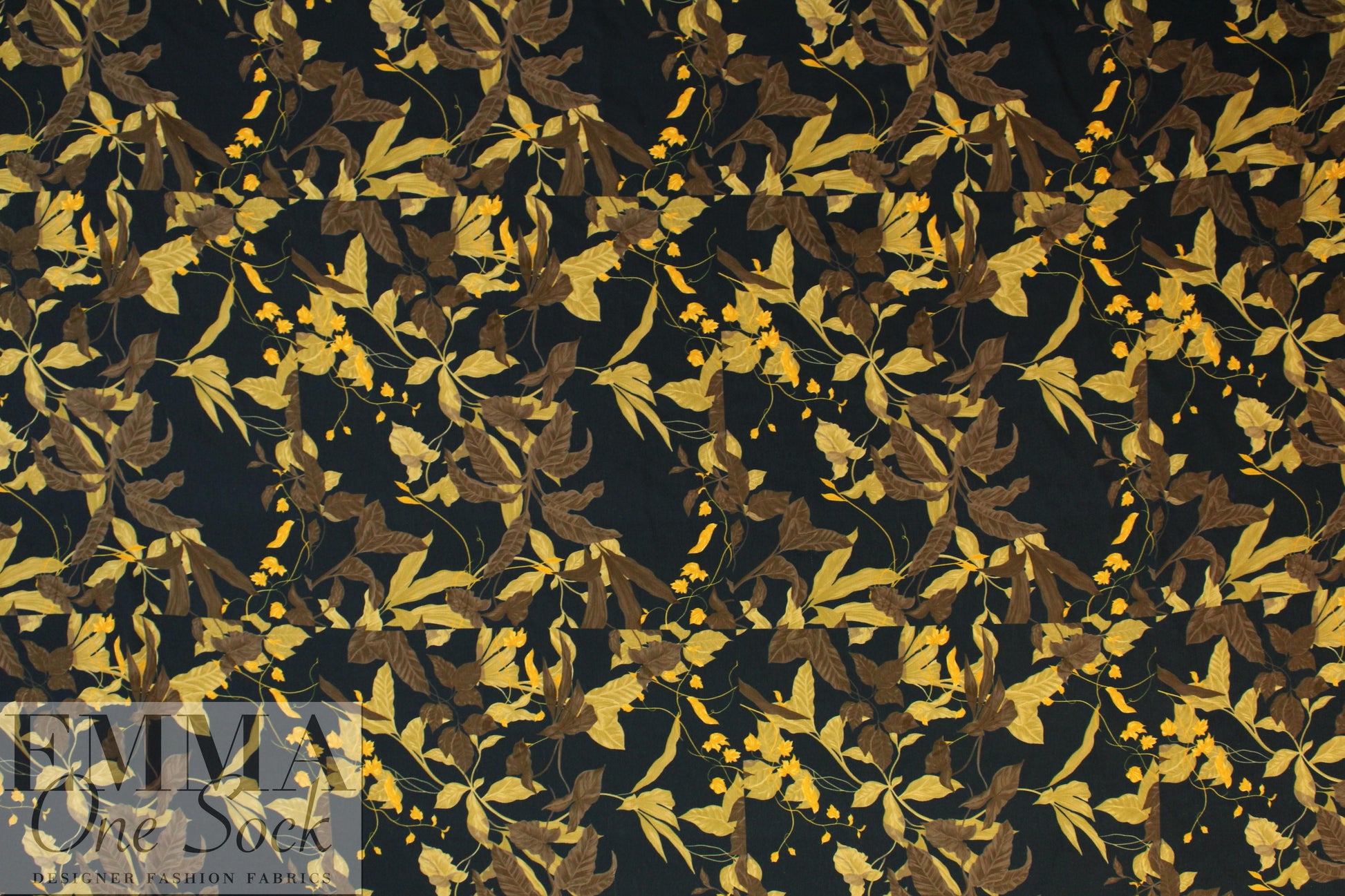 French digital earthtones floral textured crepe - licorice