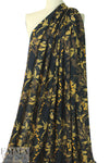 French digital earthtones floral textured crepe - licorice