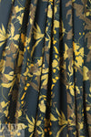 French digital earthtones floral textured crepe - licorice 1 yard