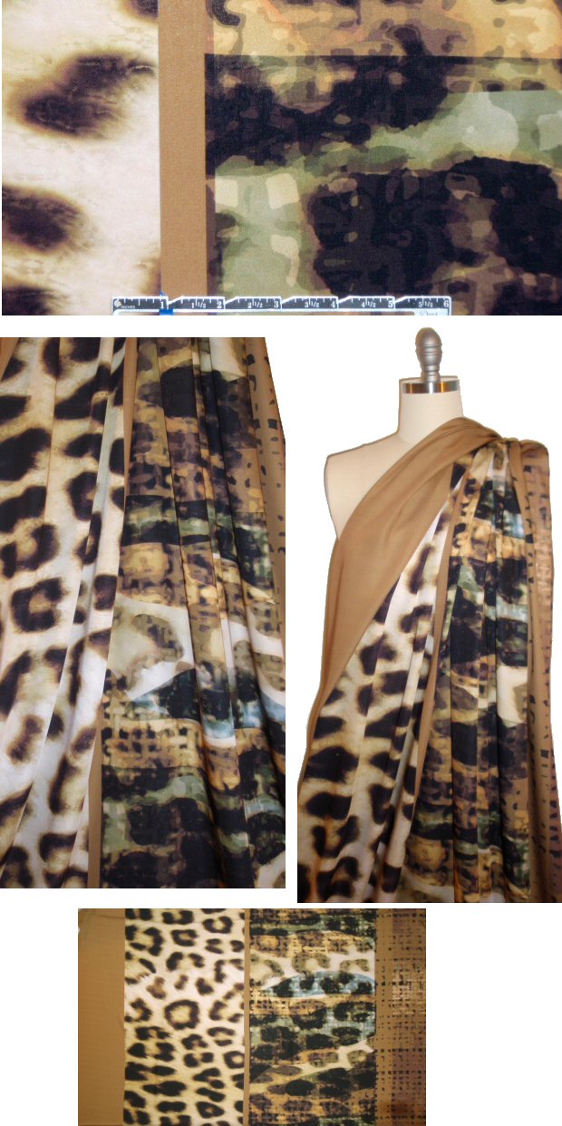 Italian 'cheetah fantasy' digital polysilk woven