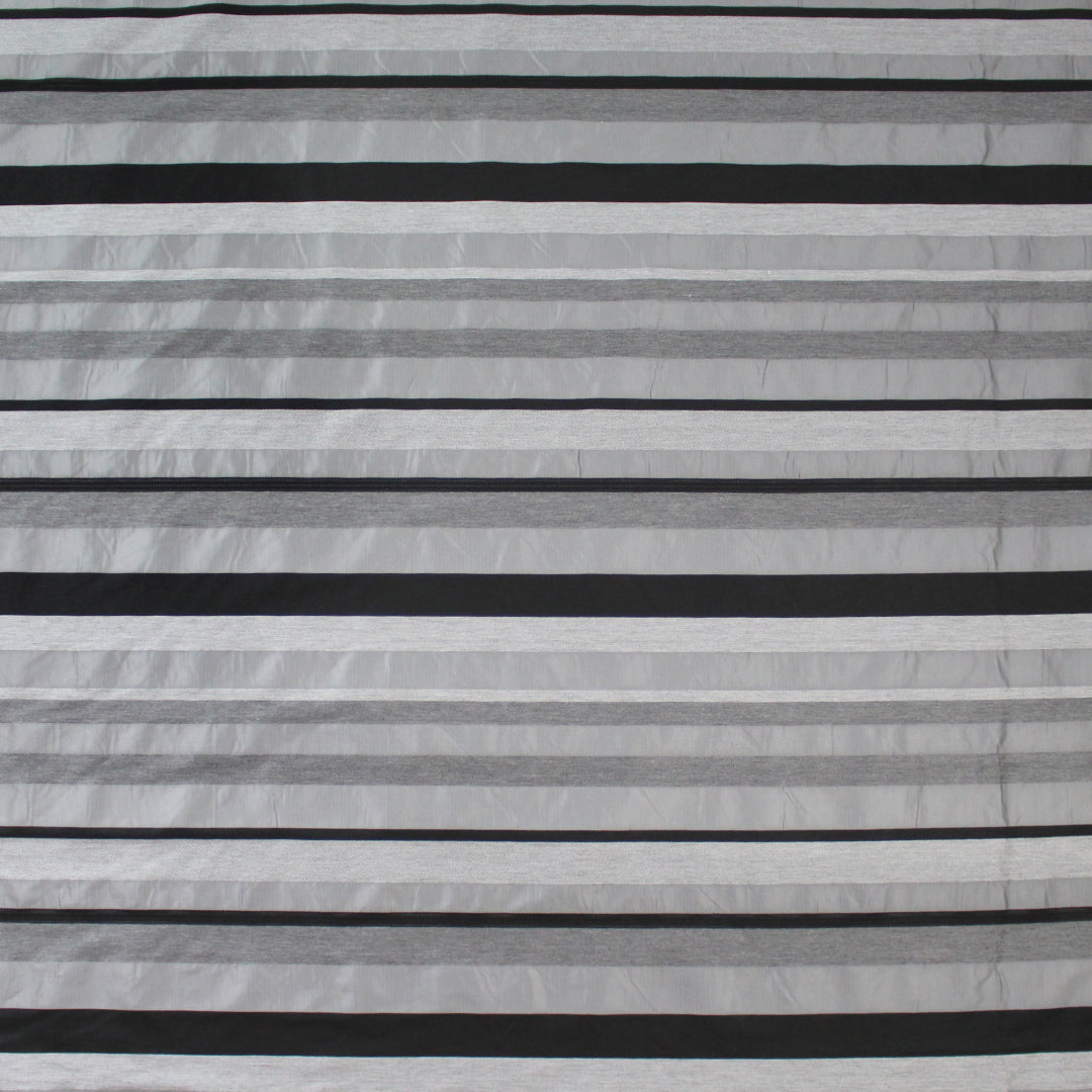 French novelty stripe woven - silver gray/black 1.25 yds