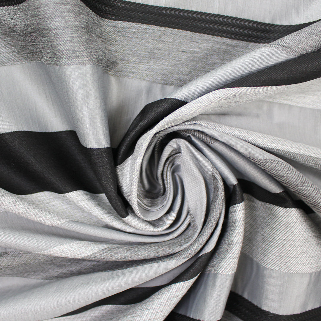 French novelty stripe woven - silver gray/black 1.25 yds