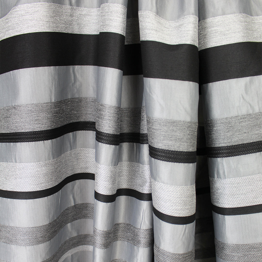 French novelty stripe woven - silver gray/black 1.25 yds