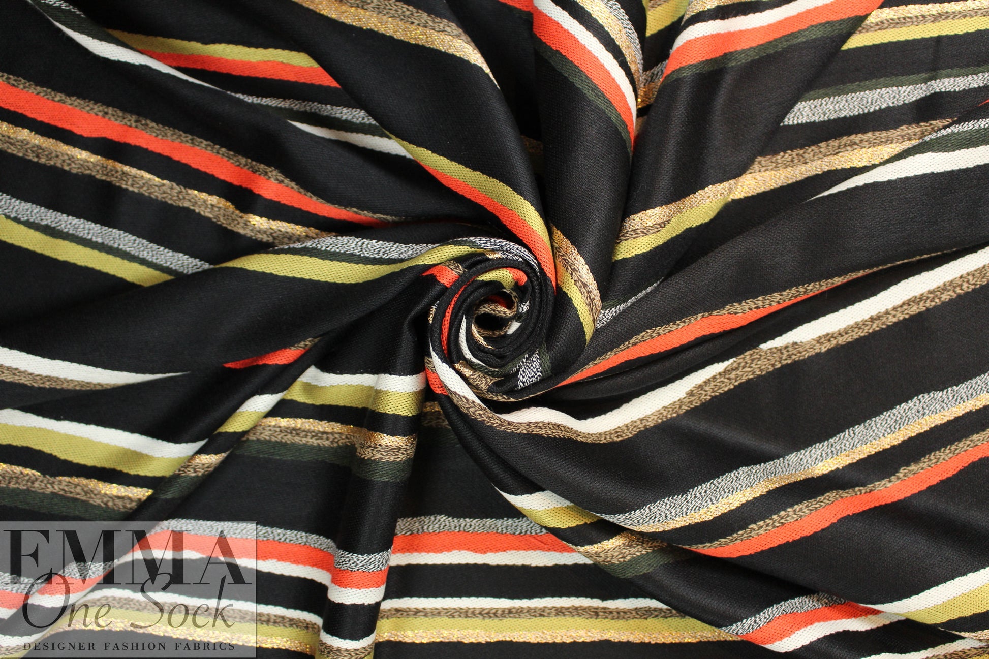 Mi11y tiger lily/green-gold/metallic novelty stripe woven