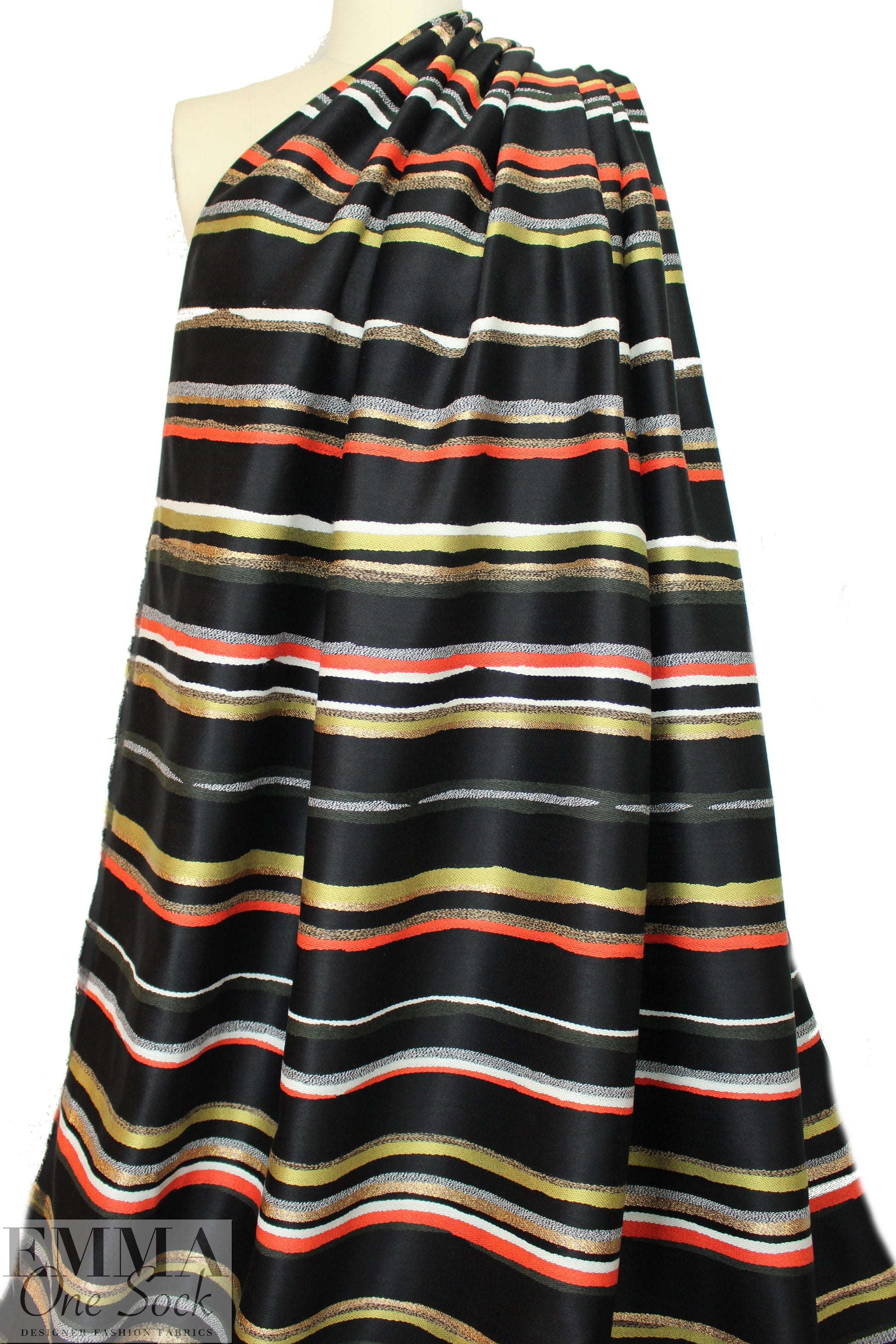 Mi11y tiger lily/green-gold/metallic novelty stripe woven