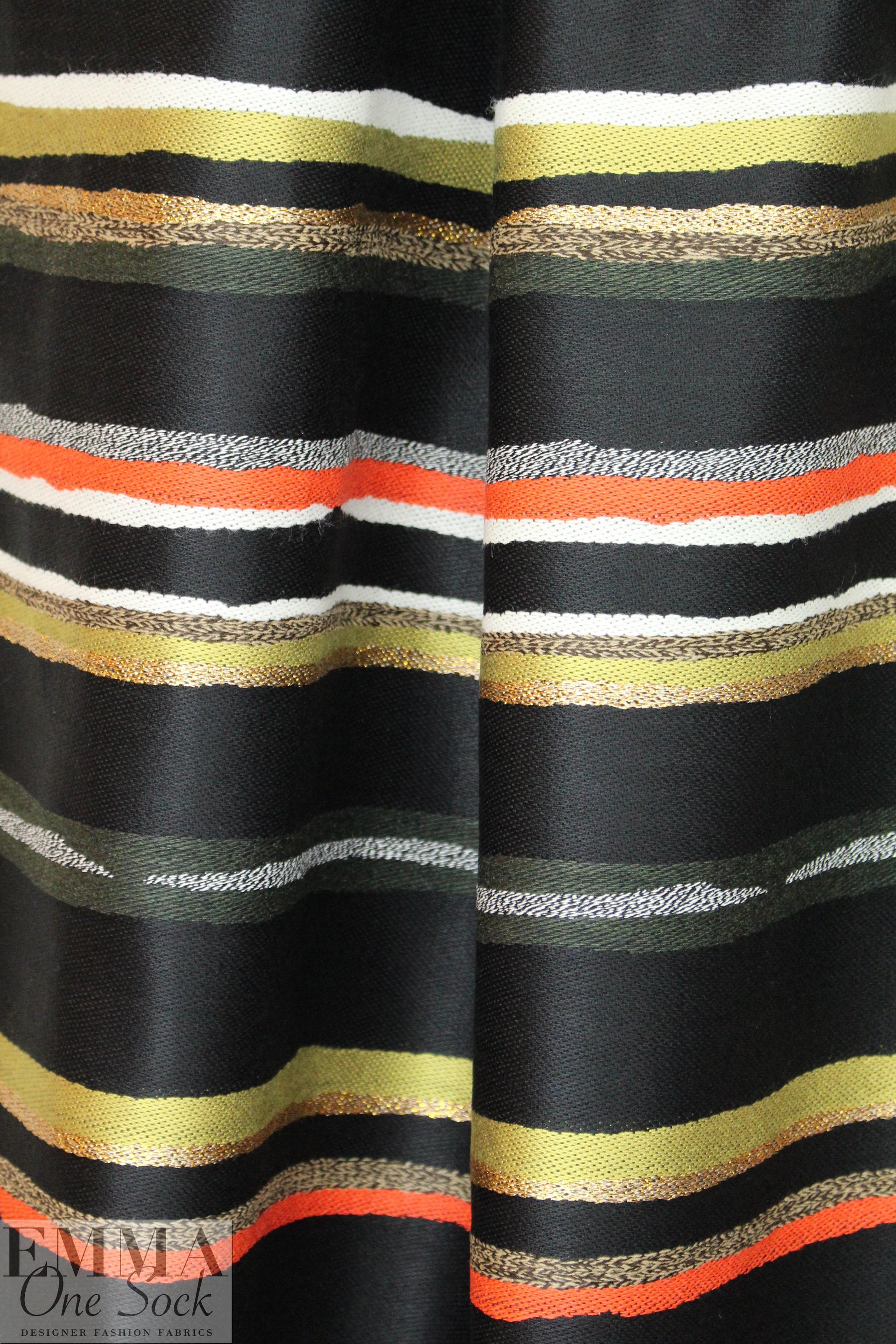 Mi11y tiger lily/green-gold/metallic novelty stripe woven