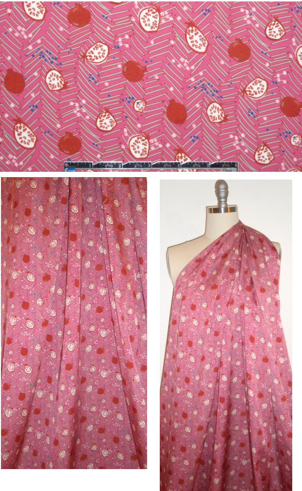 NY designer mauve/sage graphic poly charmeuse