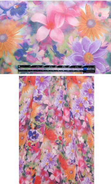 wildflower garden colorful poly chiffon 1.66 yd