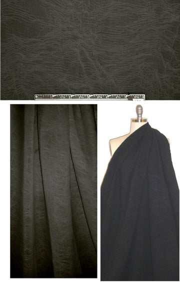 CA designer backed, textured plisse' - black 2 yd