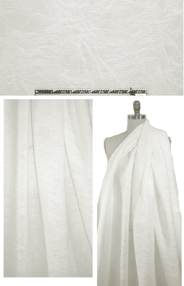 CA designer backed, textured plisse' - creamy white 1.66 yd