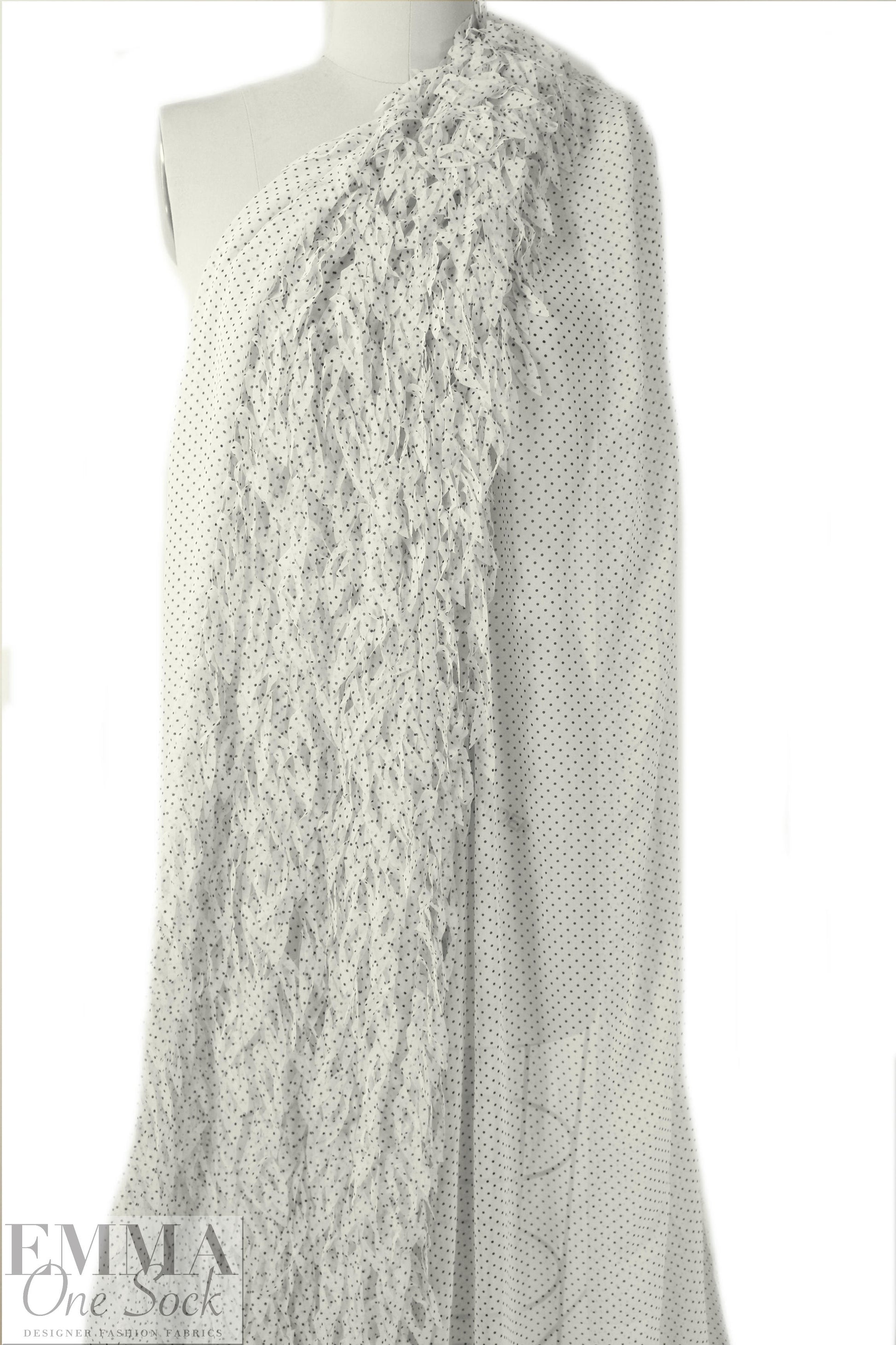Dress to Ki11 applique' fringed border dotted chiffon 1.75 yd