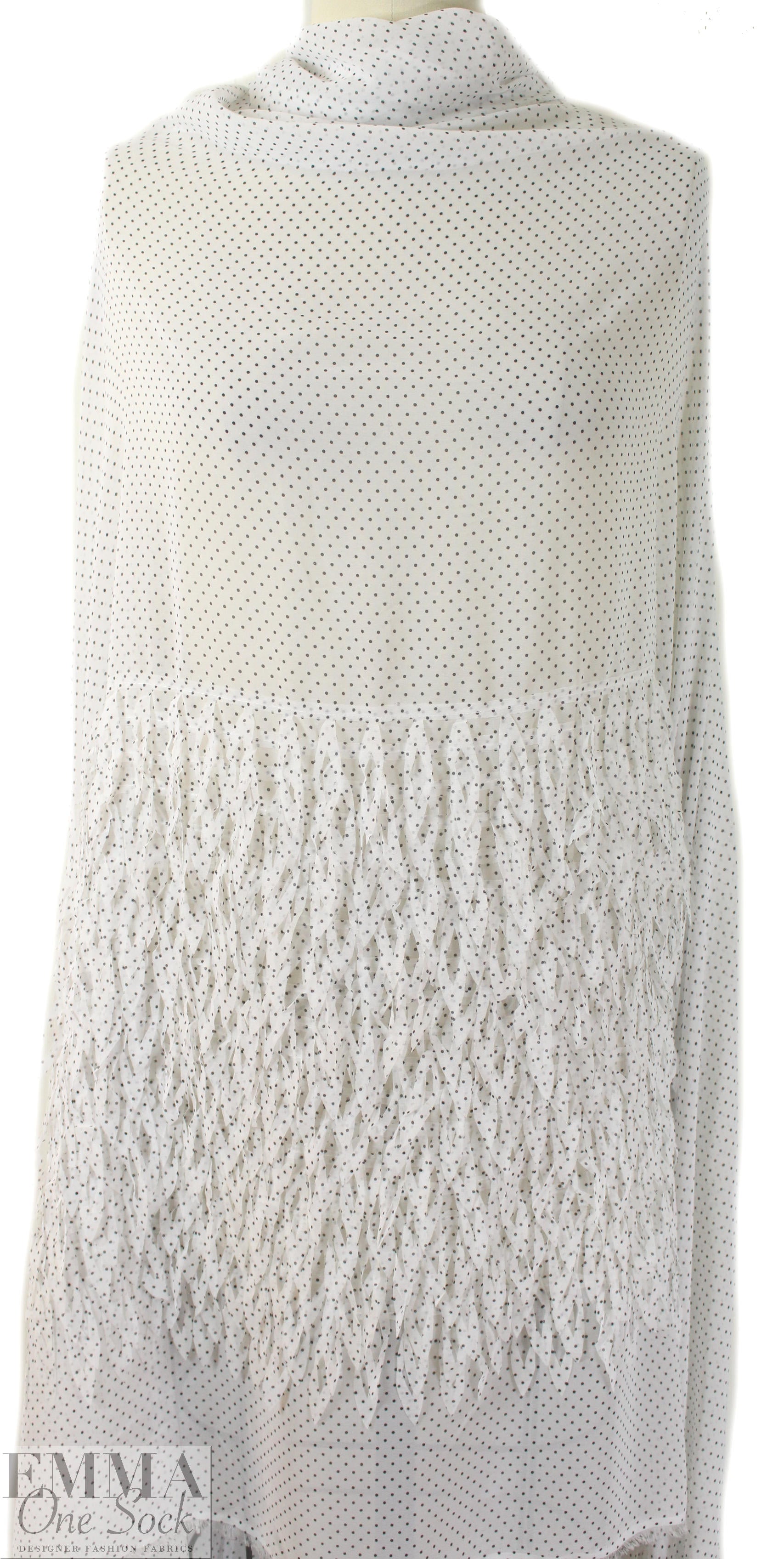 Dress to Ki11 applique' fringed border dotted chiffon 1.75 yd