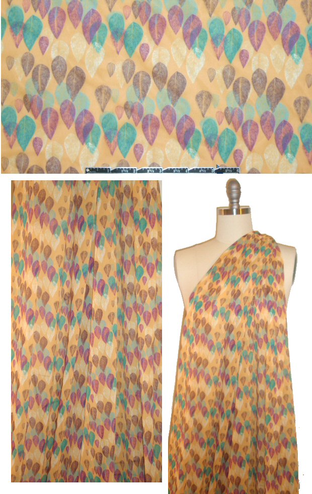 NY designer 'leaf moteaf' poly georgette