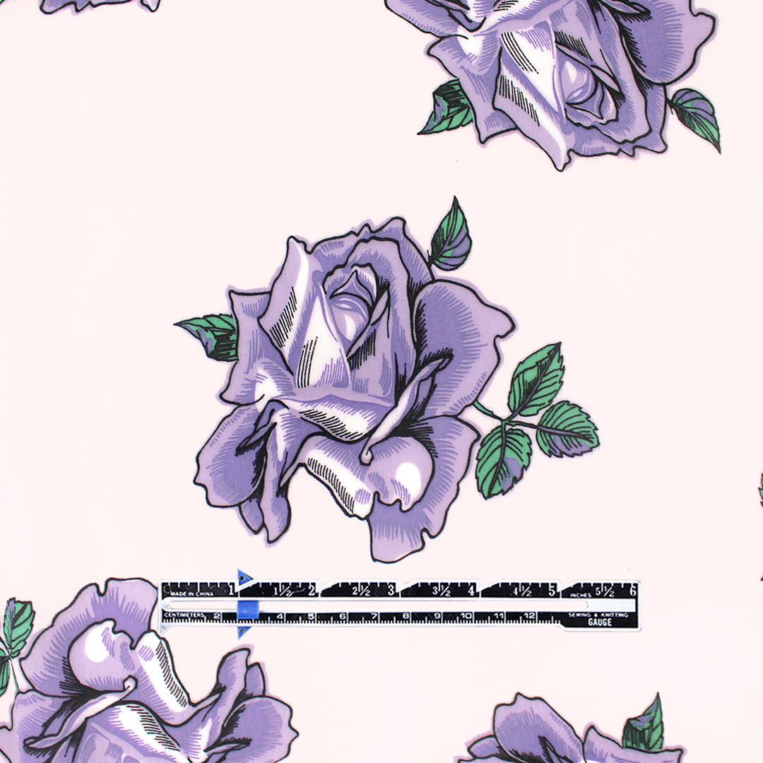 Italian 'violet roses' viscose crepe georgette 1.25 yd