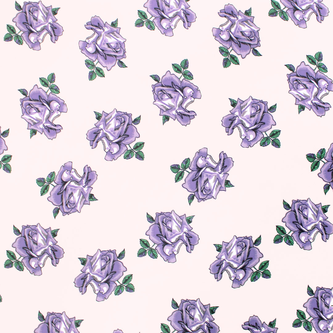 Italian 'violet roses' viscose crepe georgette 1.25 yd