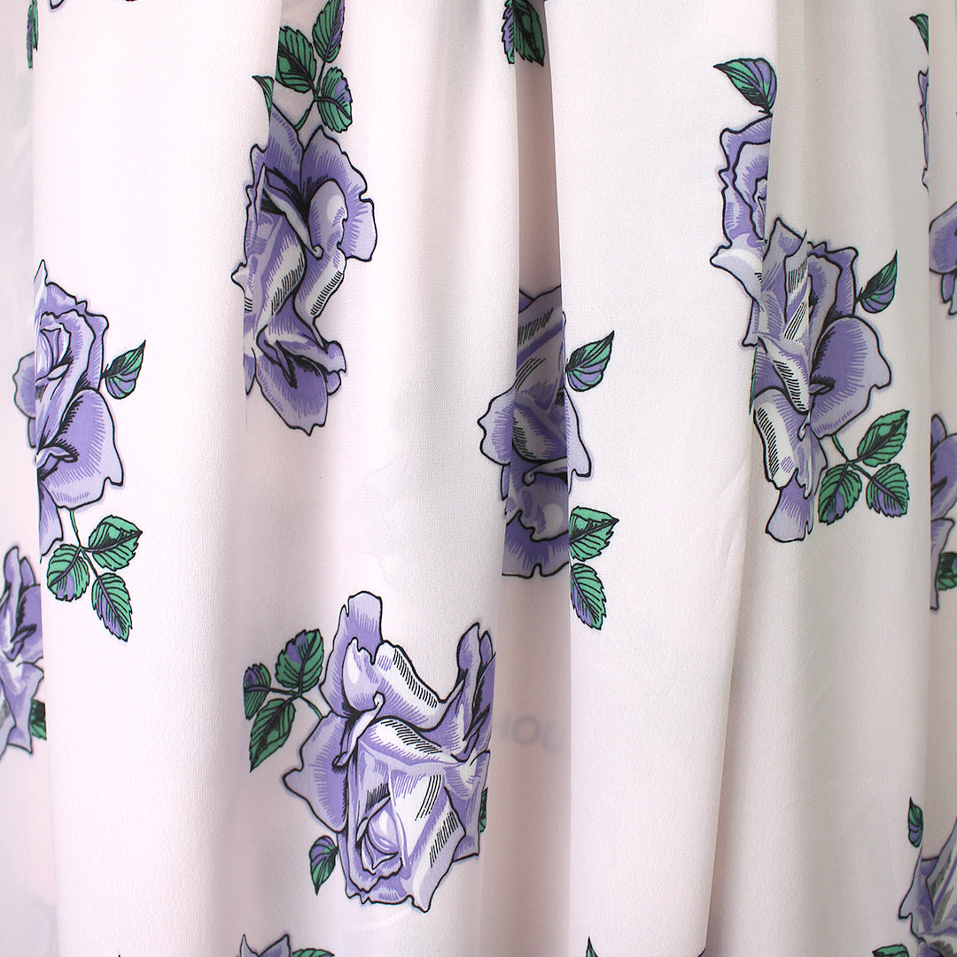 Italian 'violet roses' viscose crepe georgette .5 yds