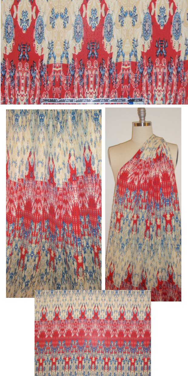 ikat medallion ombre poly crepe woven 1.375 yd