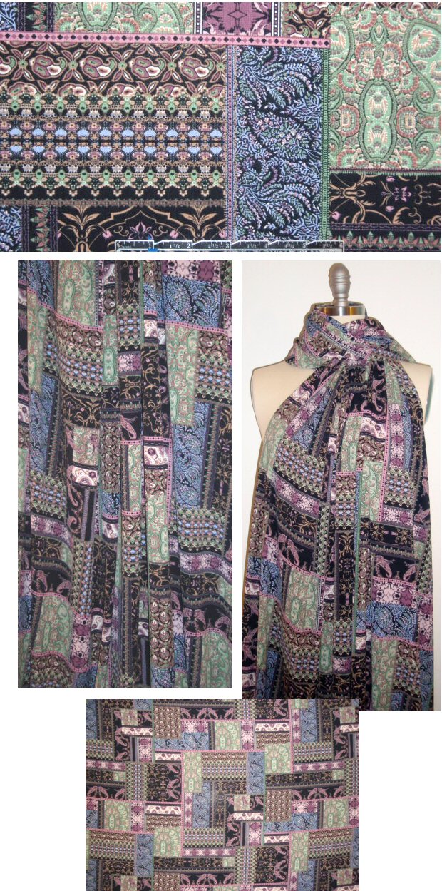 decorative design montage stretch crepe woven - plum 2 yds