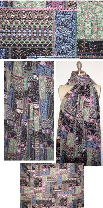 decorative design montage stretch crepe woven - plum 2 yds