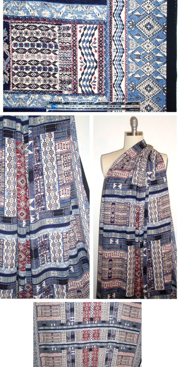 'carpet' graphic double border drapey woven 1.625 yd