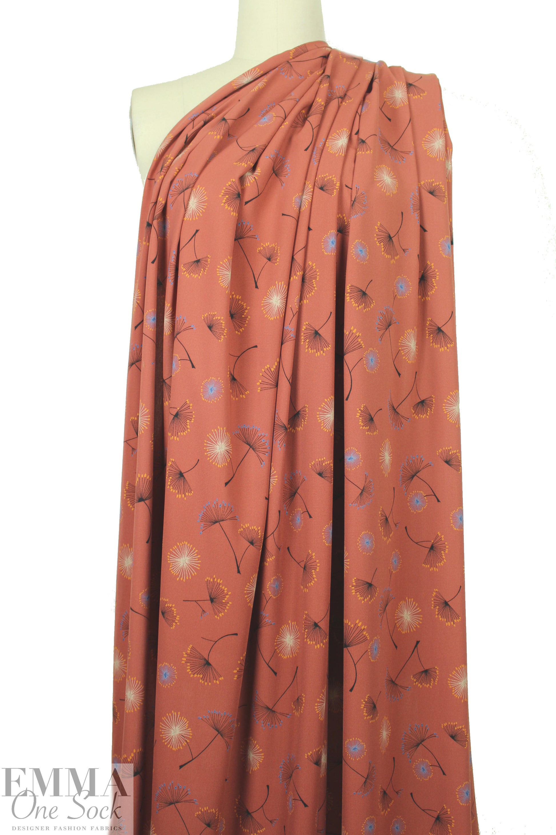 terracotta 'wild fennel' poly crepe woven 1.75 yds