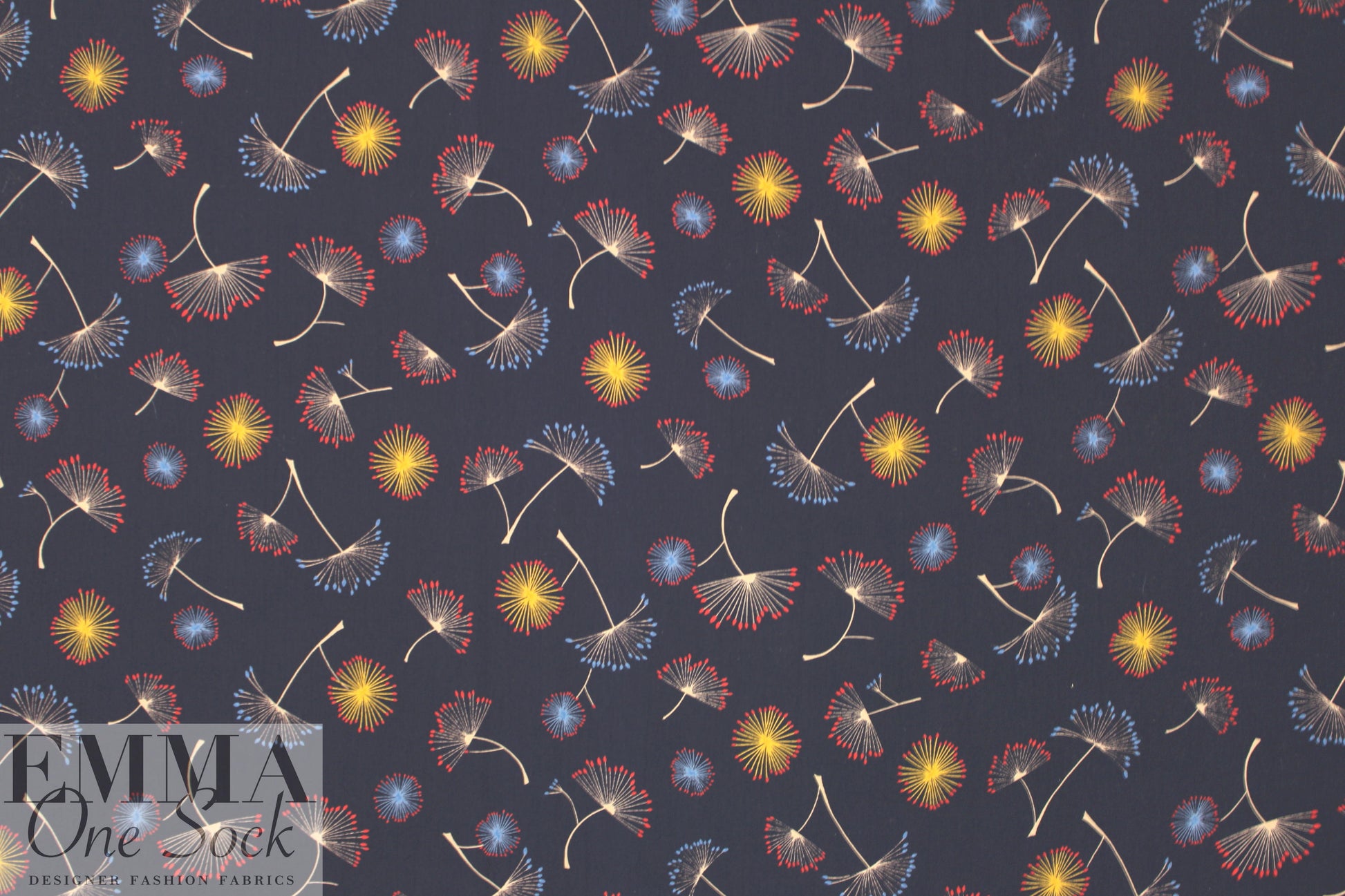 navy 'wild fennel' poly crepe woven 1.75 yd