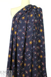 navy 'wild fennel' poly crepe woven .875 yds