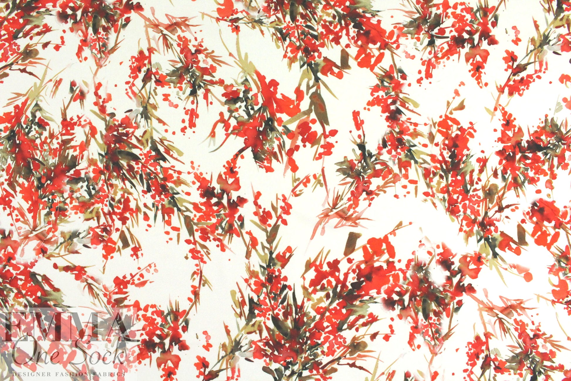 Carmen Marc Va1vo painerly floral poly crepe woven