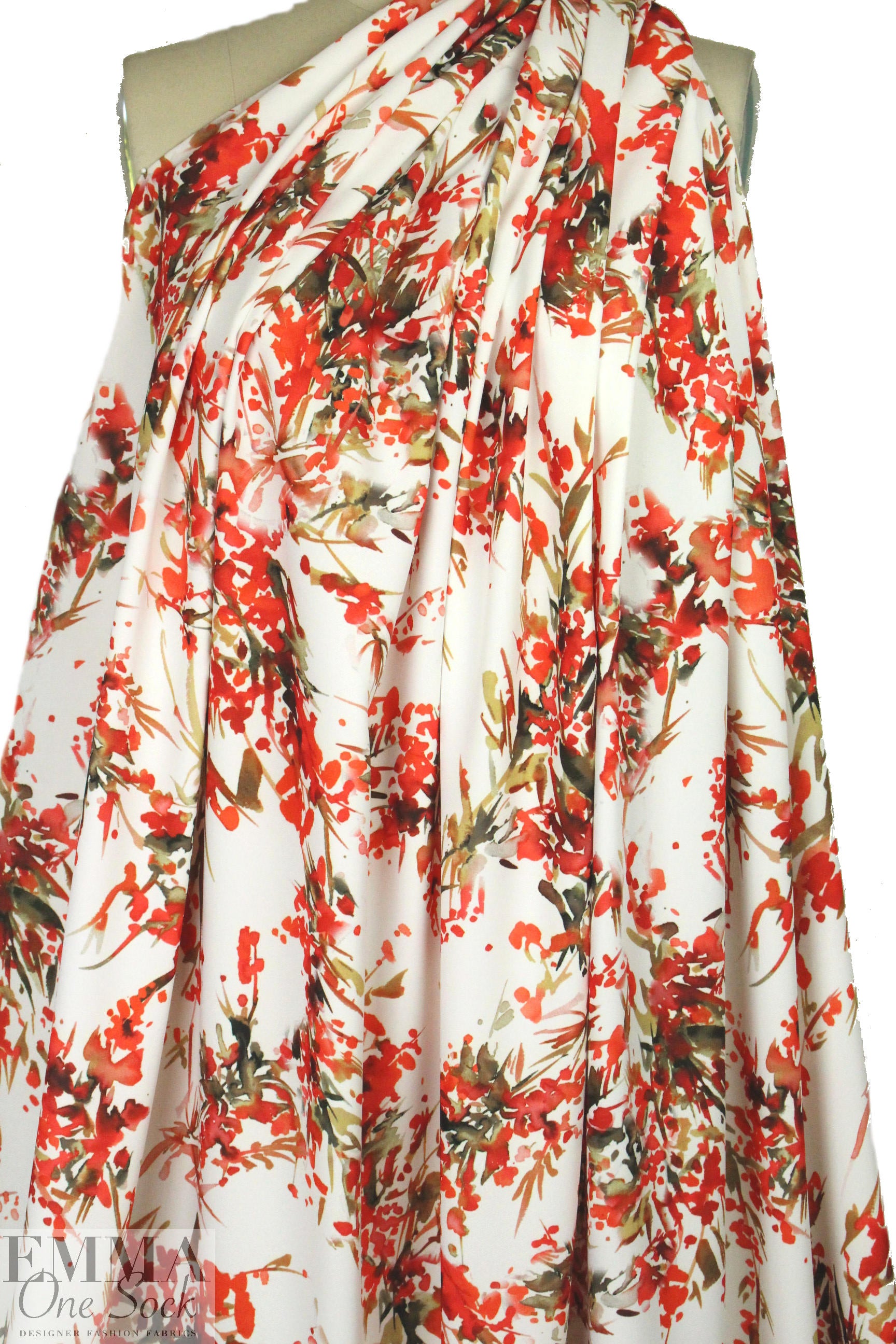 Carmen Marc Va1vo painerly floral poly crepe woven