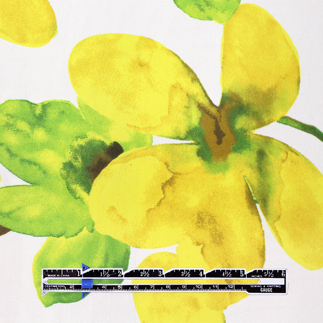 CA designer 'lemon-lime floral' poly crepe woven .75 yds