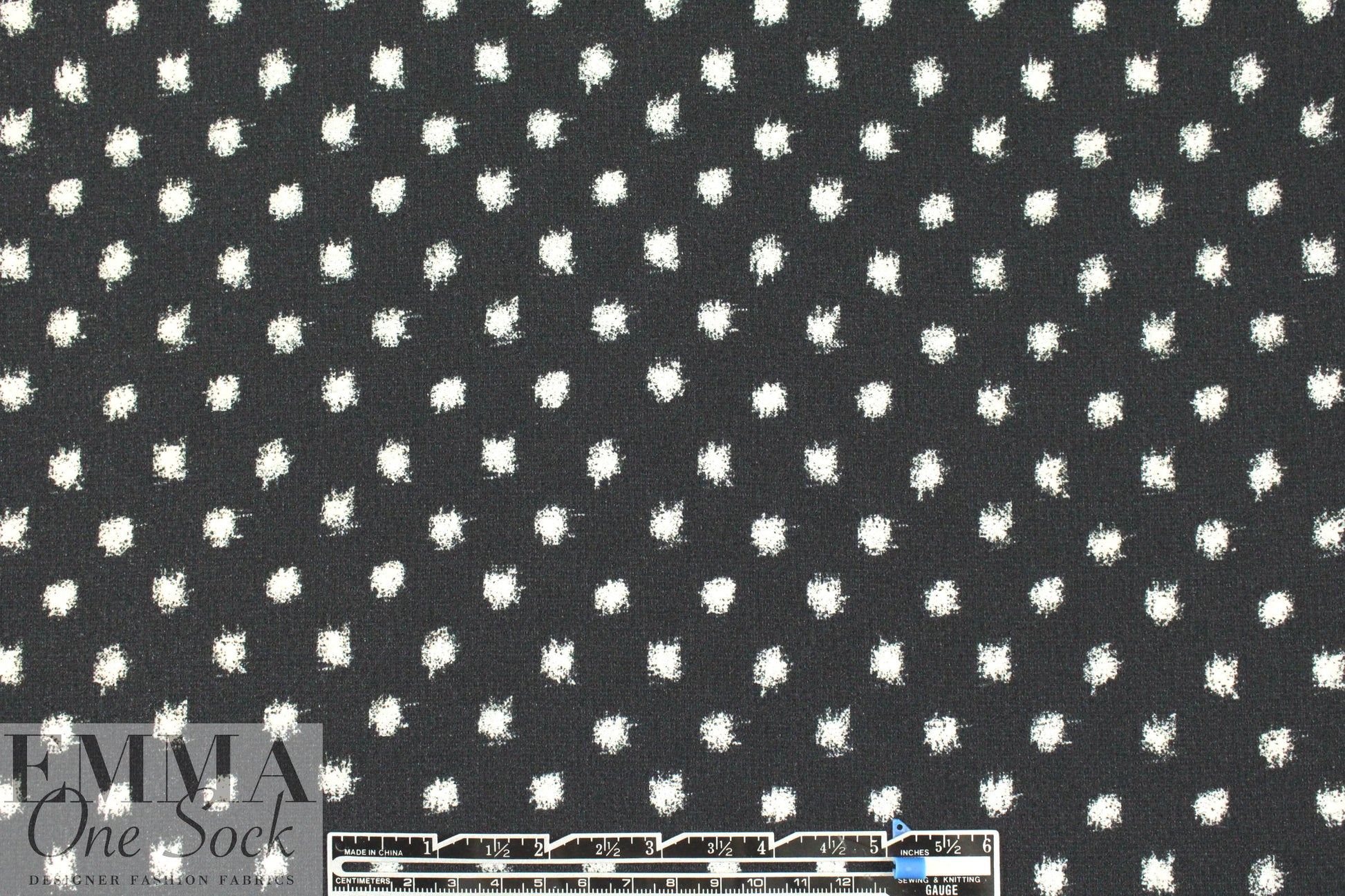 Rebecca Tayl0r specks on black stretch crepe woven