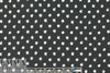 Rebecca Tayl0r specks on black stretch crepe woven .875 yds