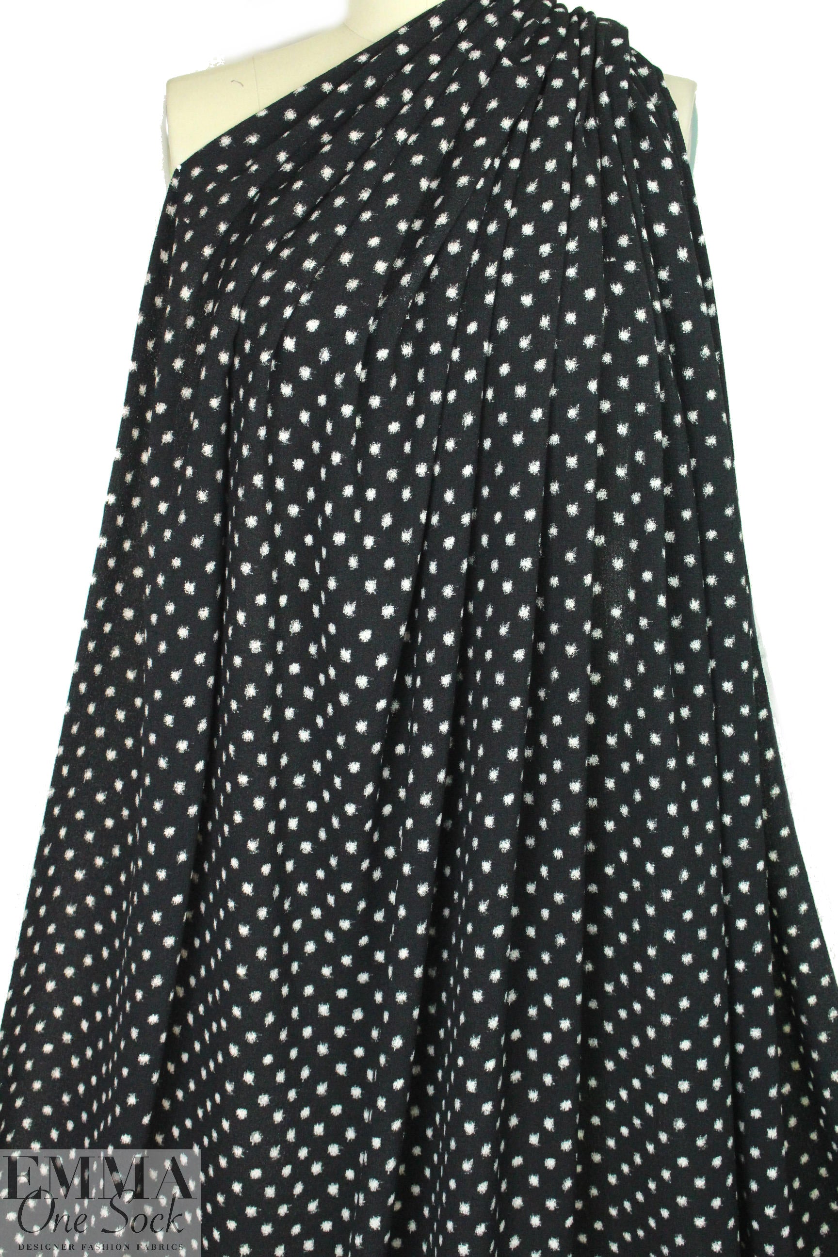 Rebecca Tayl0r specks on black stretch crepe woven