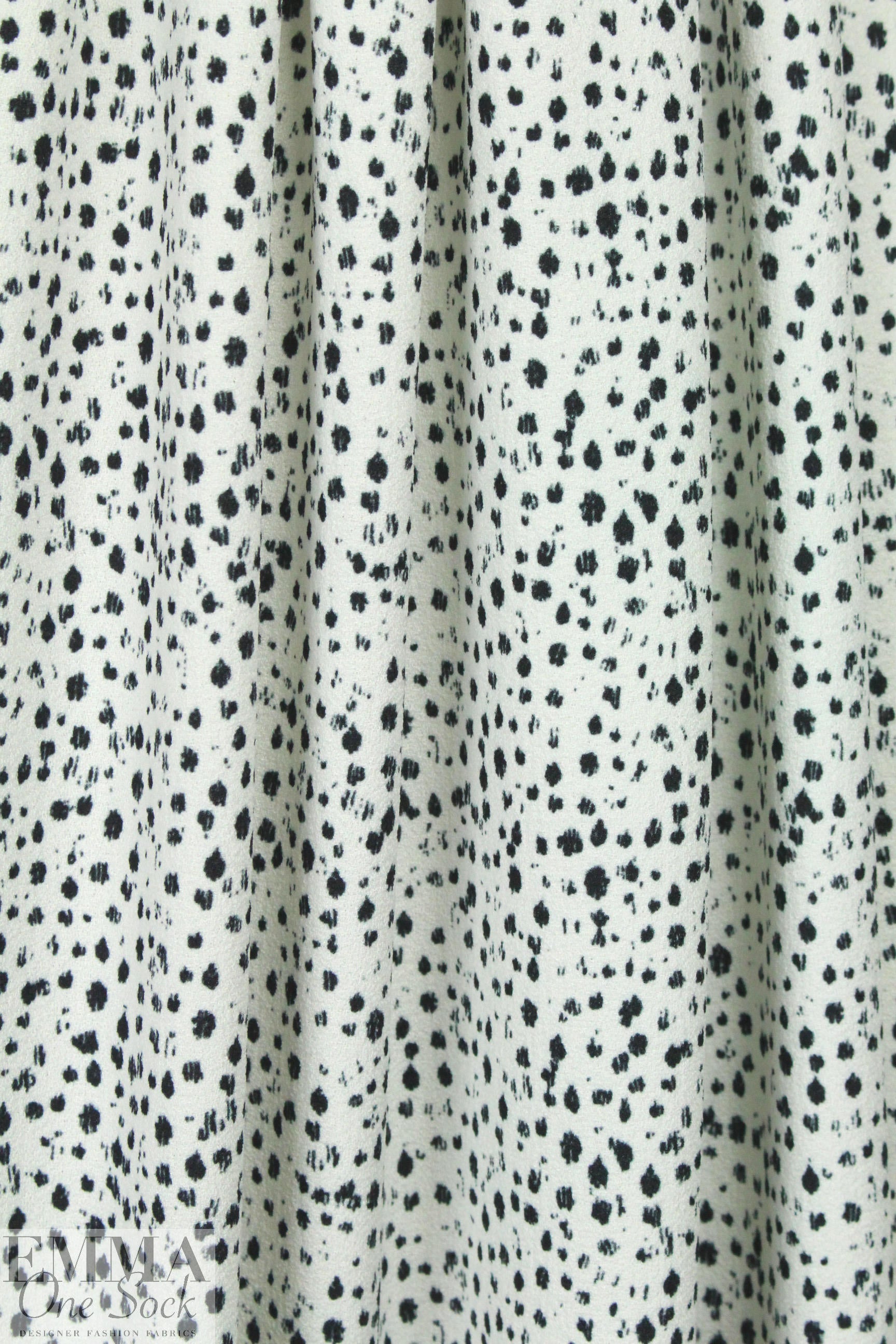 Rebecca Tayl0r speckles on white stretch crepe woven 2.25 yd