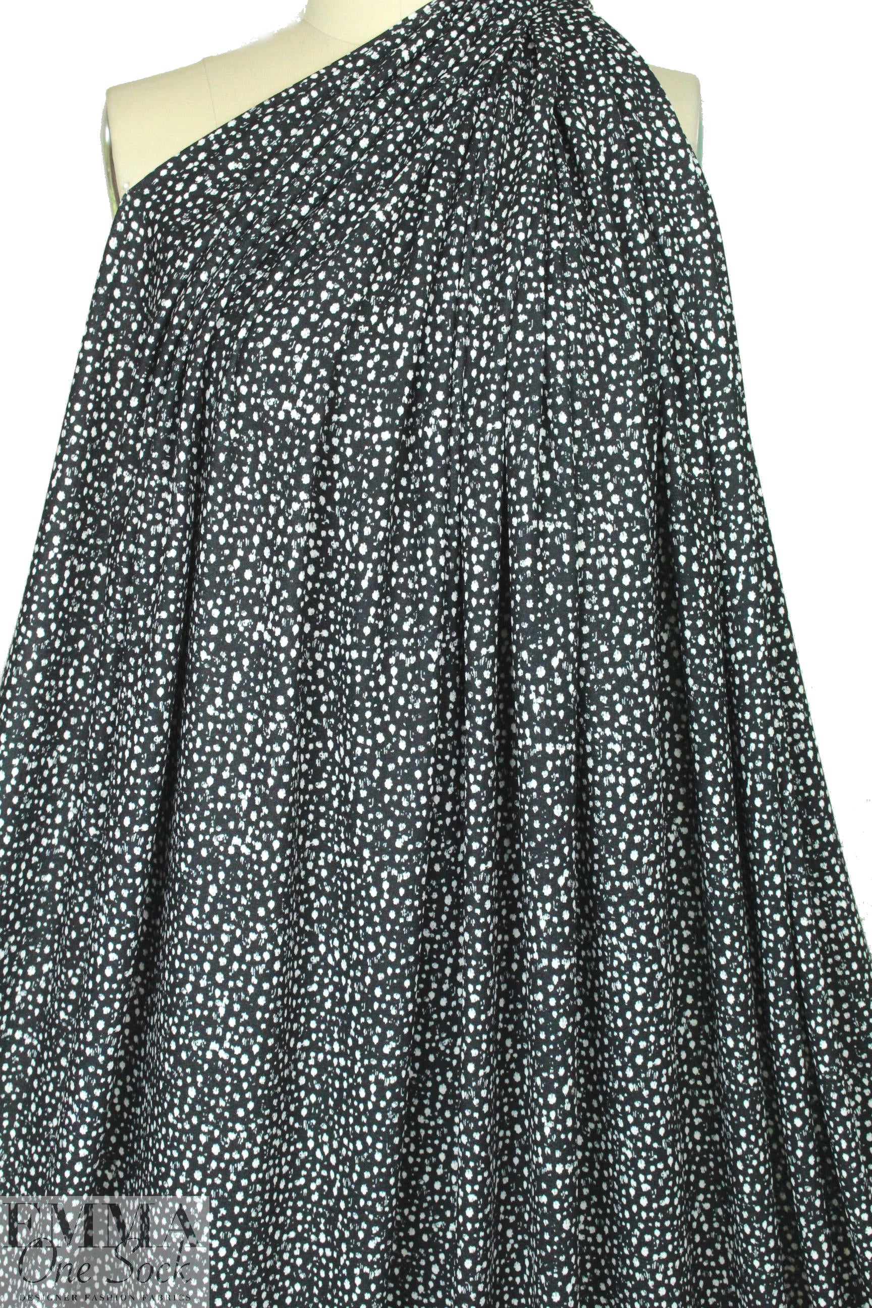 Rebecca Tayl0r speckles on black stretch crepe woven