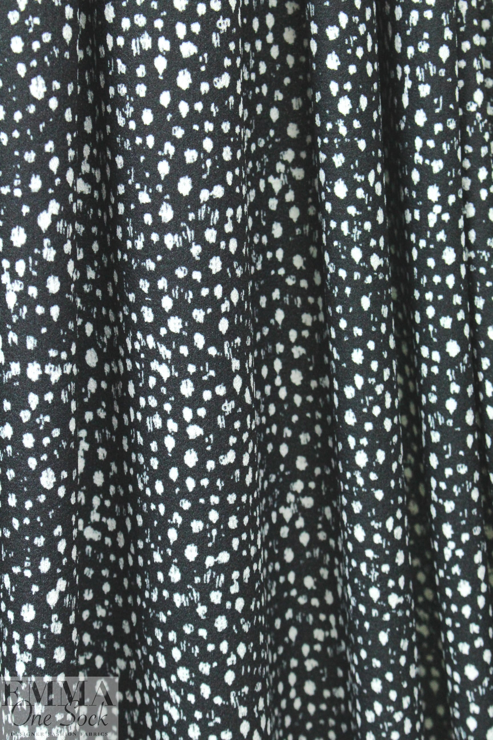 Rebecca Tayl0r speckles on black stretch crepe woven