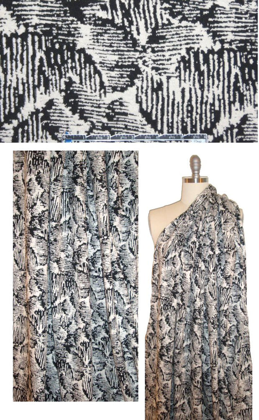 NY designer black/white hatchy yarn dye doubleknit