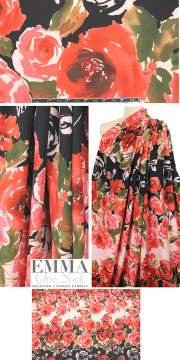 NY designer printed microfiber knit - poppy/carnation