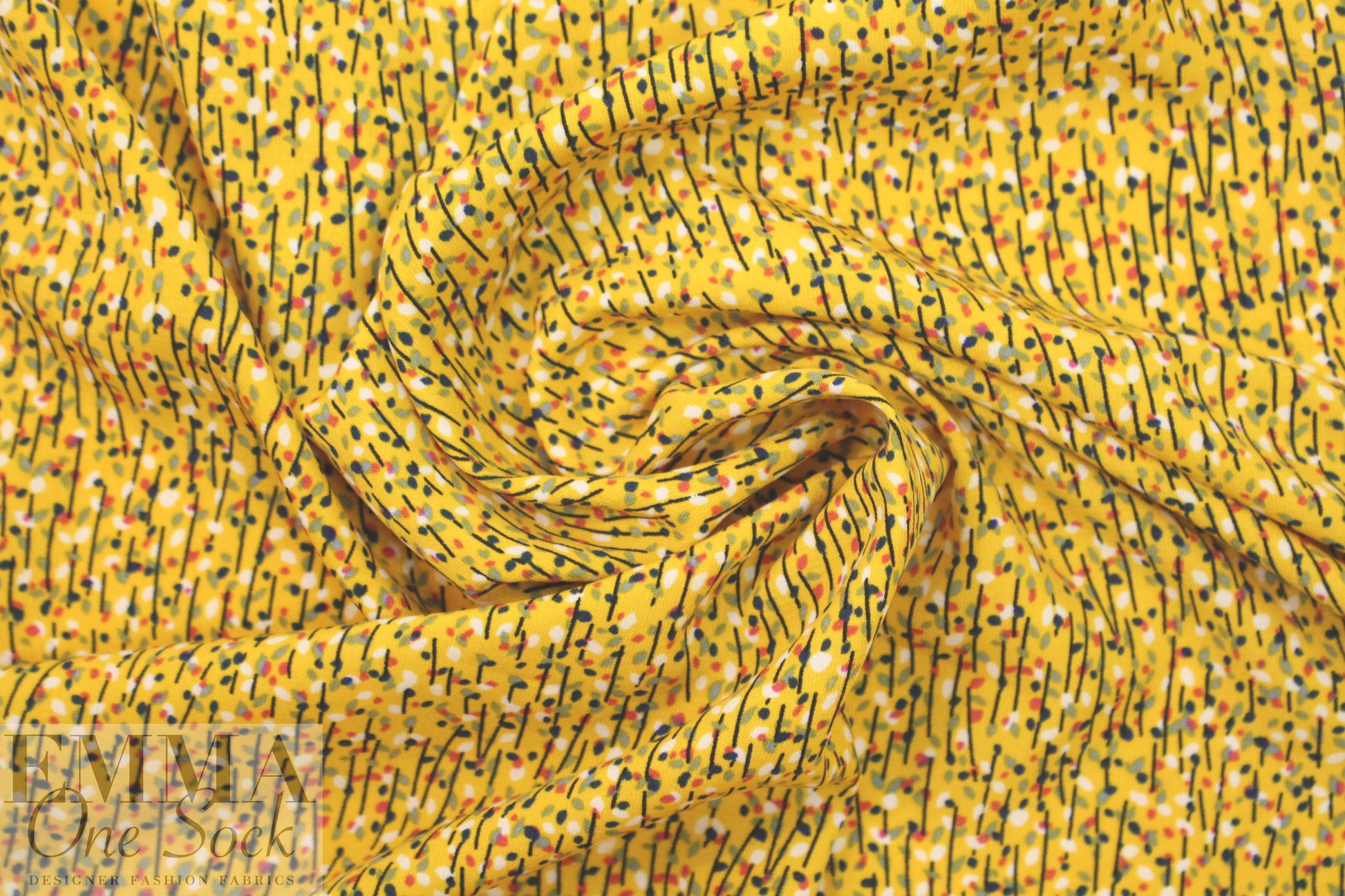 teeny flowers drapey lightweight woven - yellow