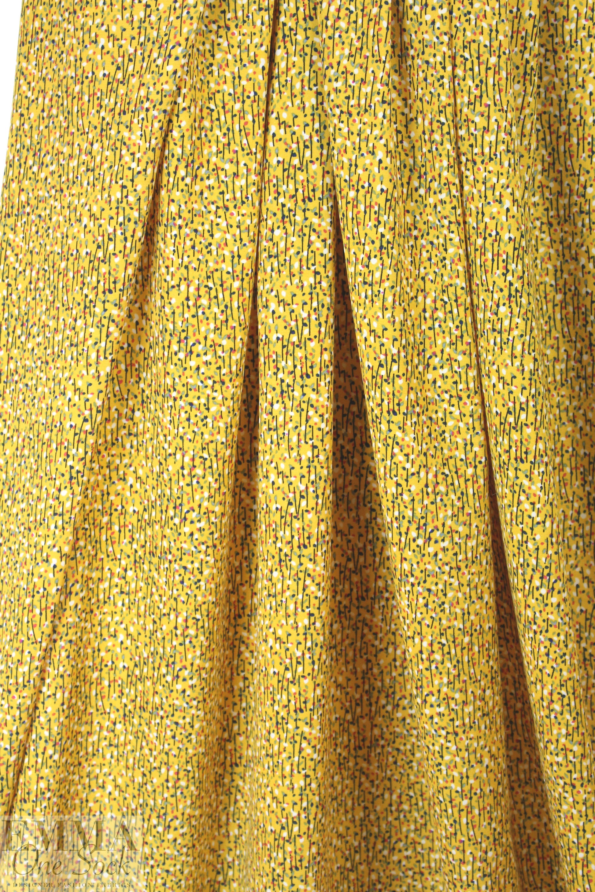teeny flowers drapey lightweight woven - yellow