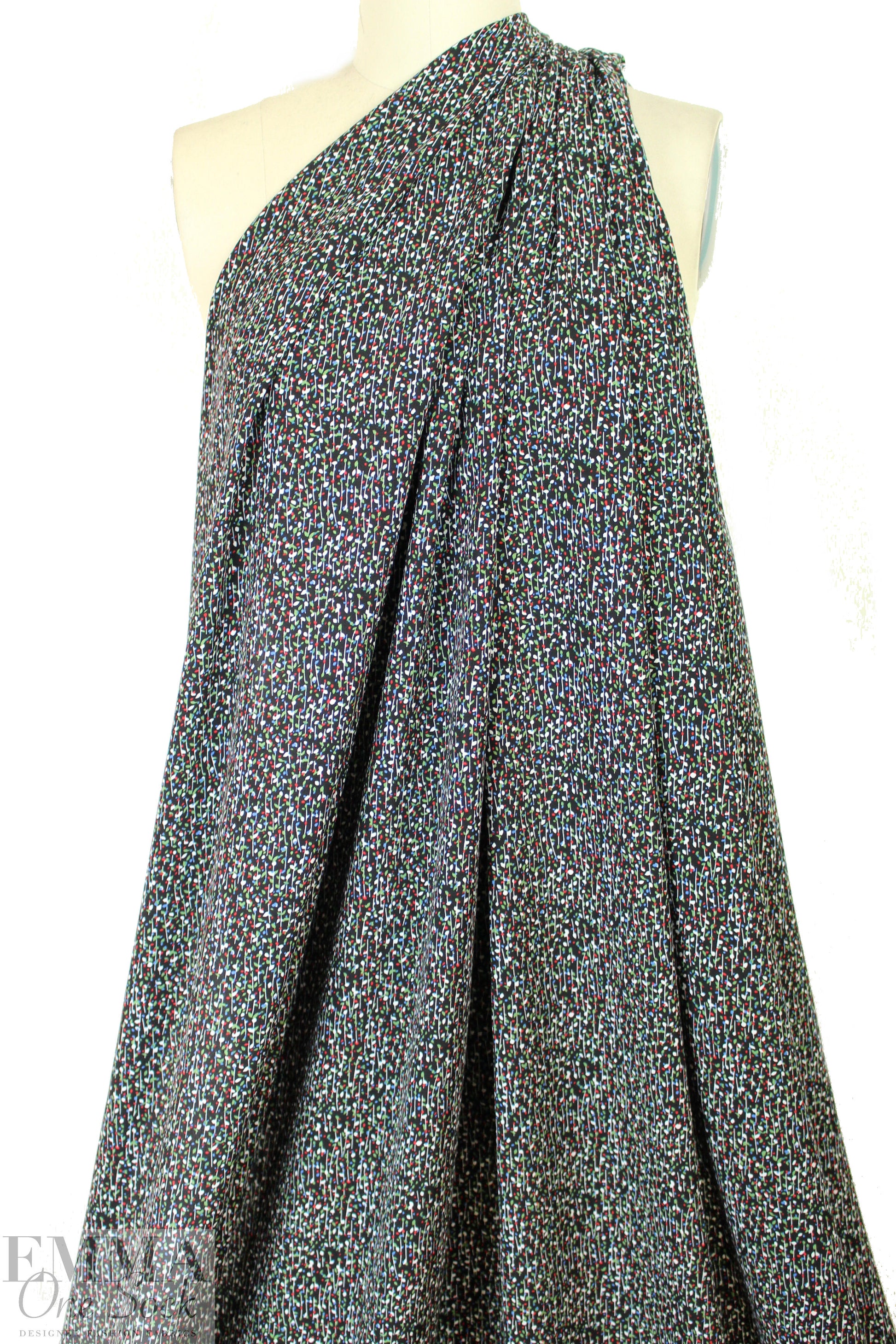 teeny flowers drapey lightweight woven - black