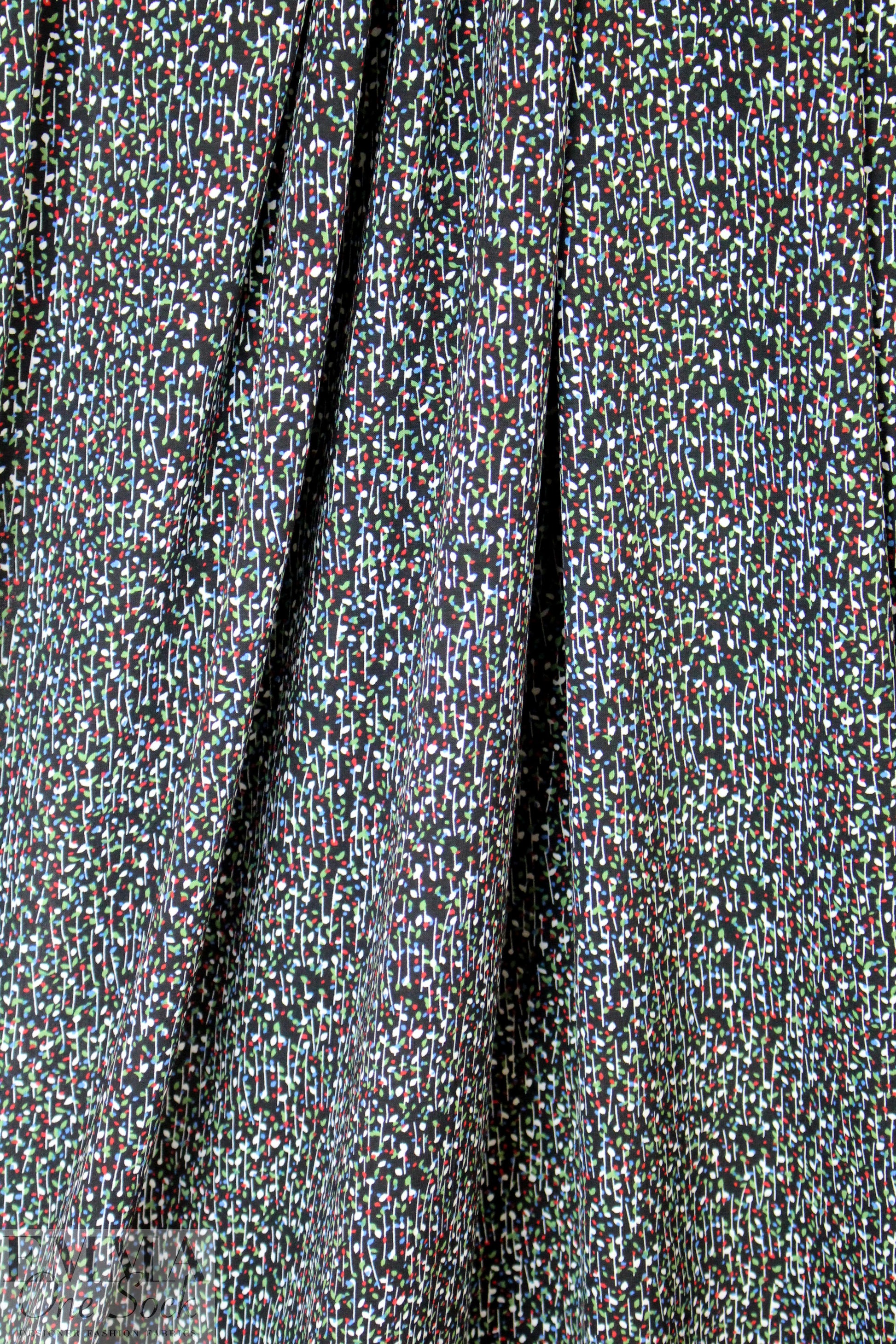 teeny flowers drapey lightweight woven - black .66 yds