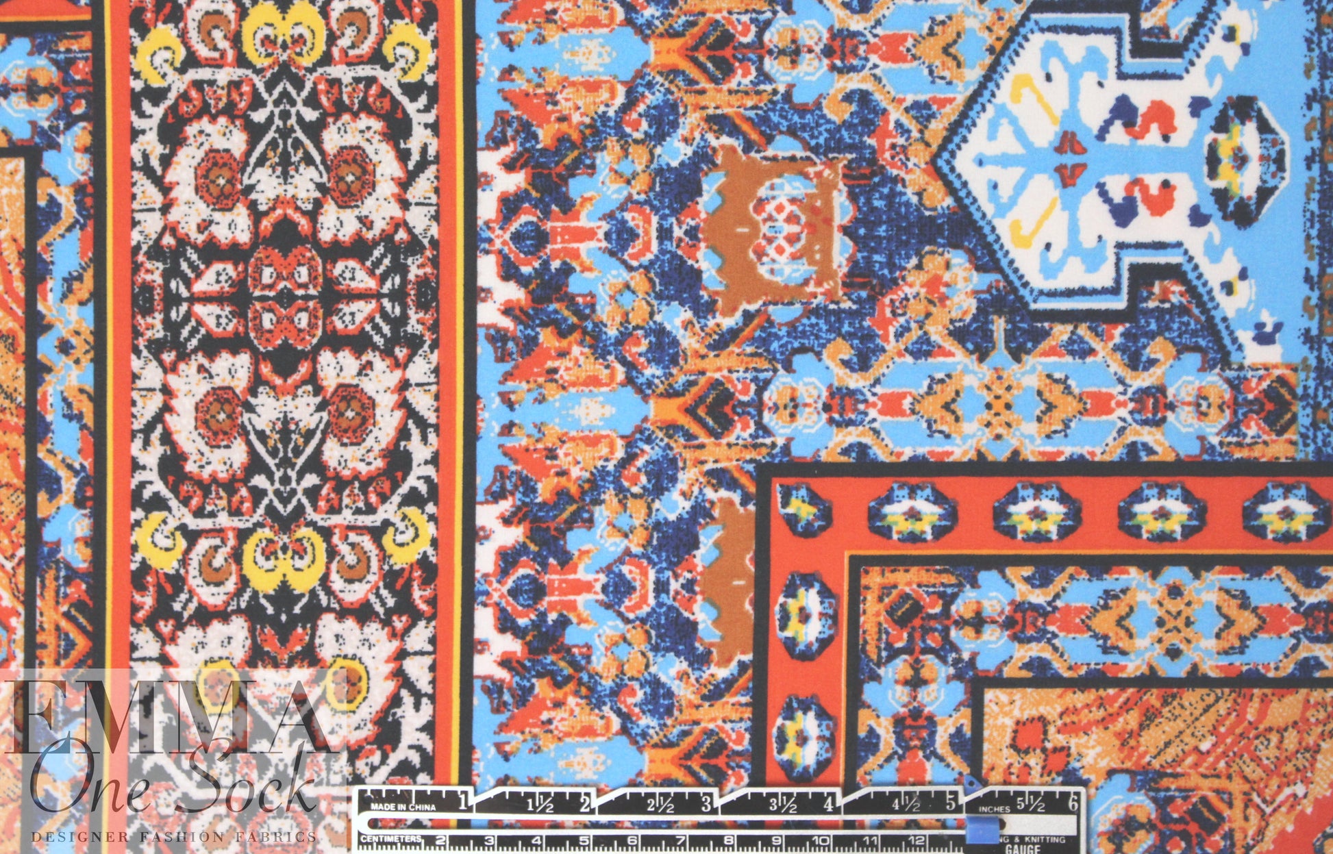 Istanbul patchwork drapey woven - red/sky