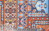 Istanbul patchwork drapey woven - red/sky 1.875 yd