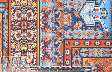 Istanbul patchwork drapey woven - red/sky 1.875 yd