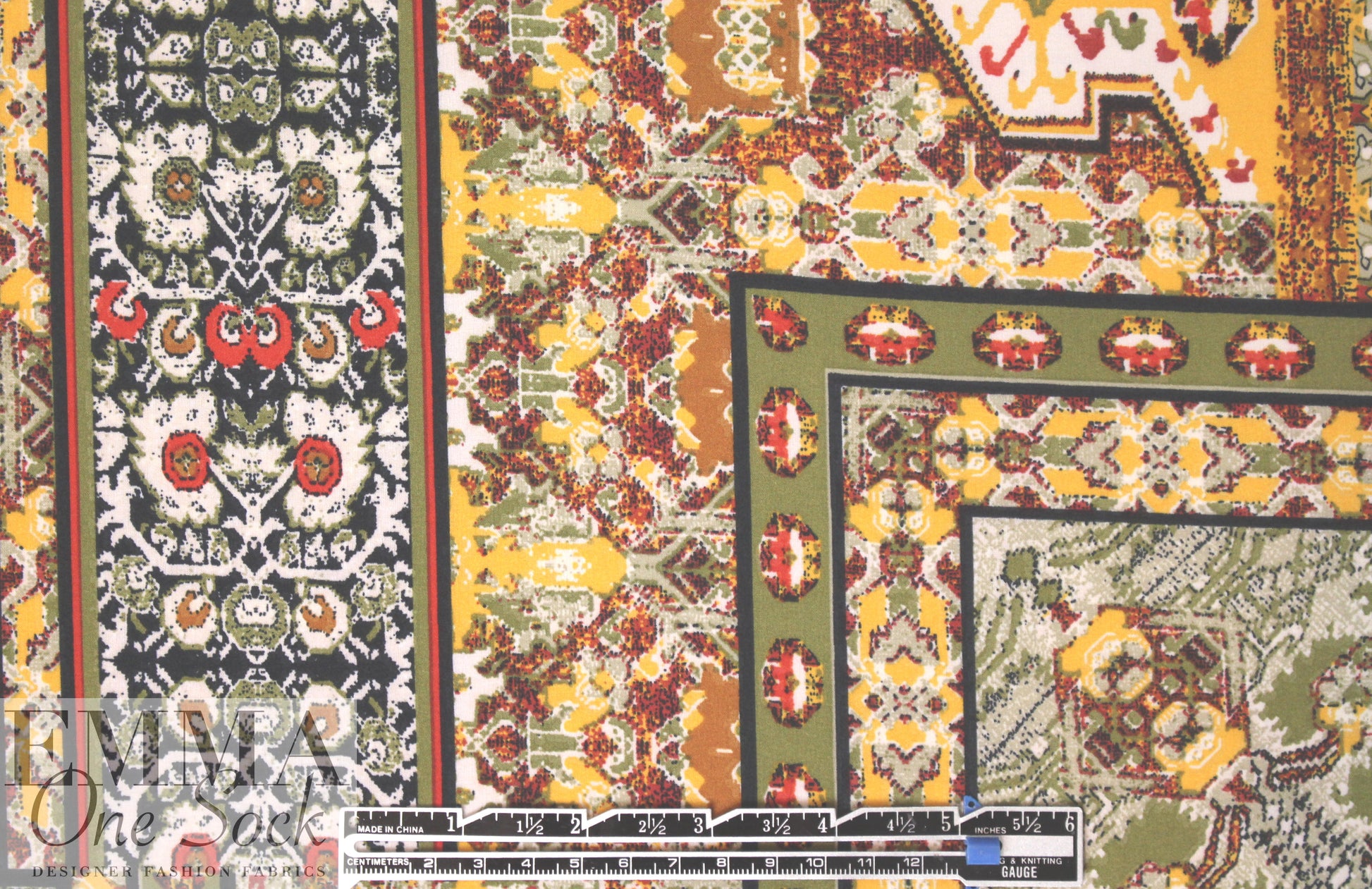 Istanbul patchwork drapey woven - olive/sunshine