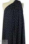 dark navy/green shadow dot poly crepe woven