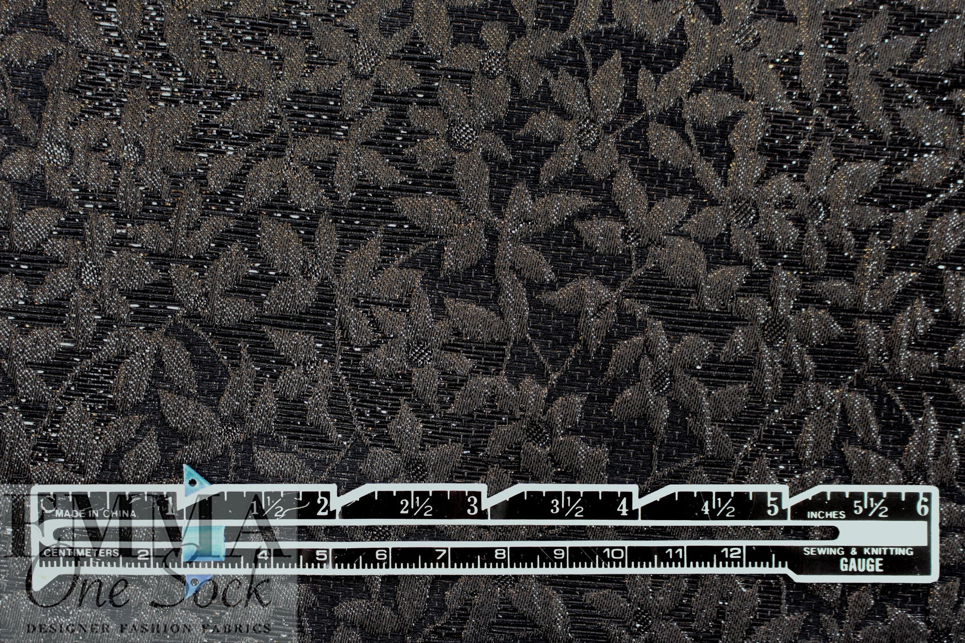 enchanted antique black on black floral metallic brocade 2.5 yd