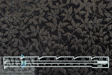 enchanted antique black on black floral metallic brocade 1.75 yd